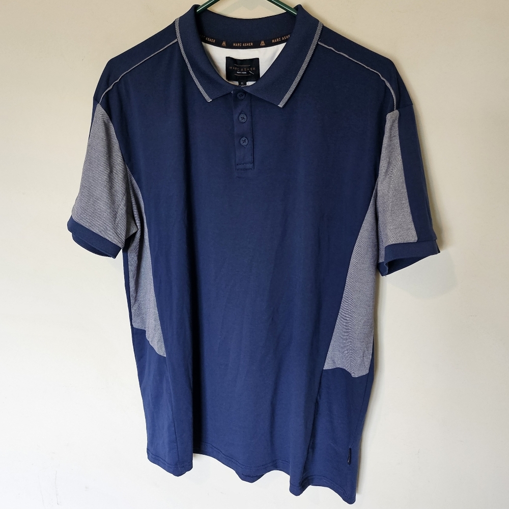 NWT Marc Asher Golf Colorblocked Stretch Cotton Polo Shirt  - Size XL
